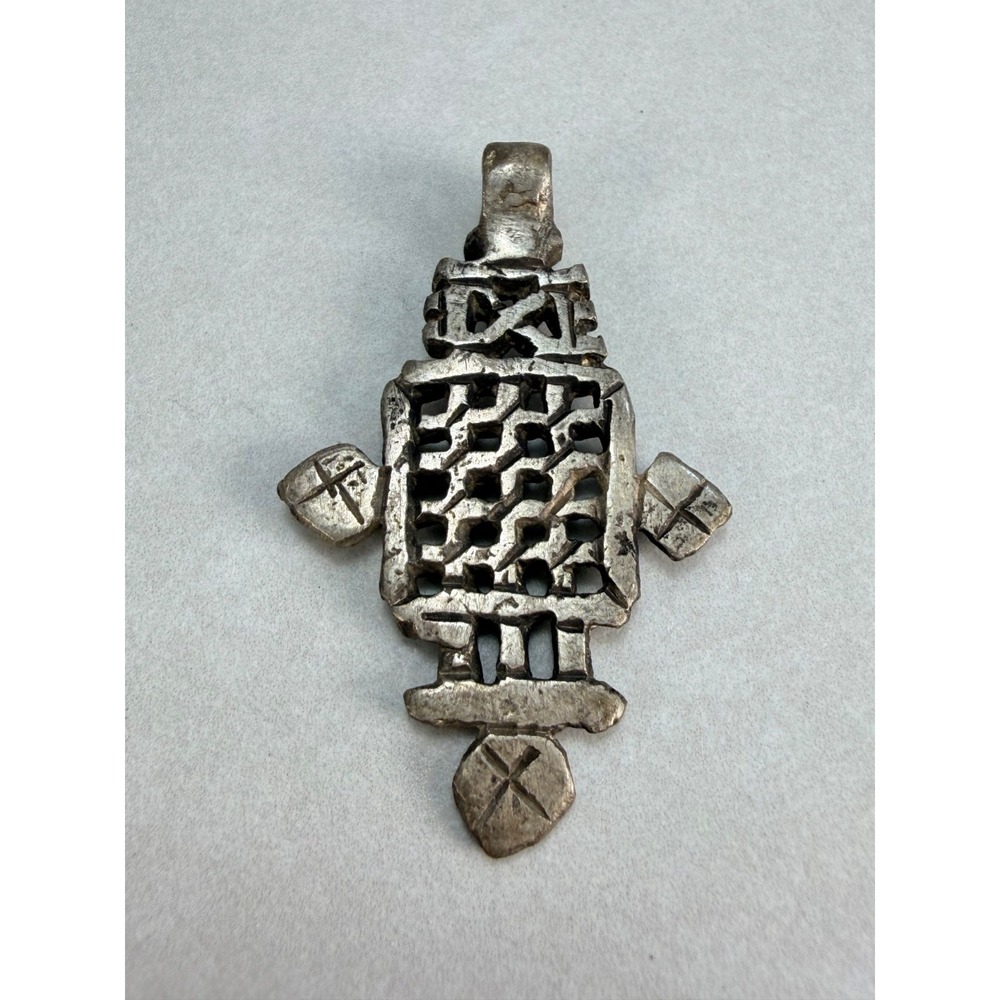 Handmade Ethiopian Coptic Orthodox Christian Metal Cross Pendant African Silver